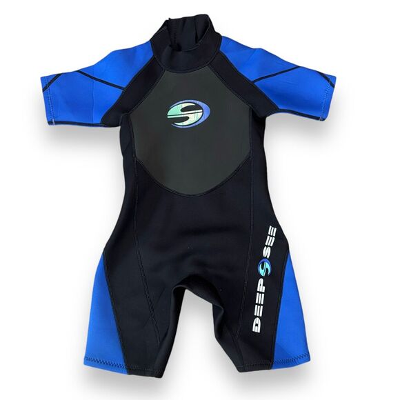 Deep Sea Wetsuit Short Sleeve Youth Size Medium Shorts Scuba Diving Surfing Ski - Picture 1 of 4